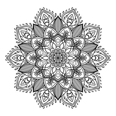 Vektör süs Lotus çiçeği, etnik sanat, Hint pai desenli