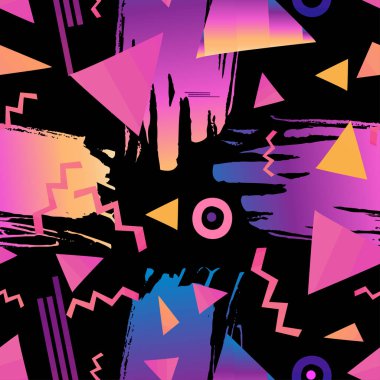 Retro vintage 80s veya 90'lı yılların moda stil soyut seamless modeli