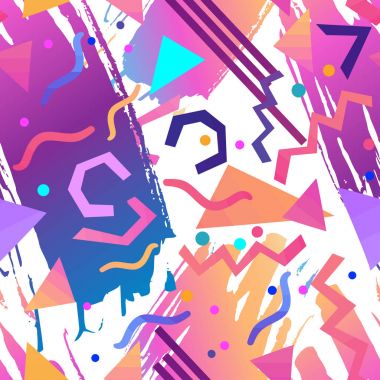 Retro vintage 80s veya 90'lı yılların moda stil soyut seamless modeli