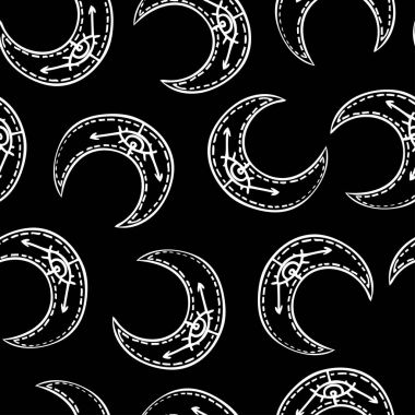 Kutsal ay Seamless modeli. Sihirli stil süsleme. Yineleme b