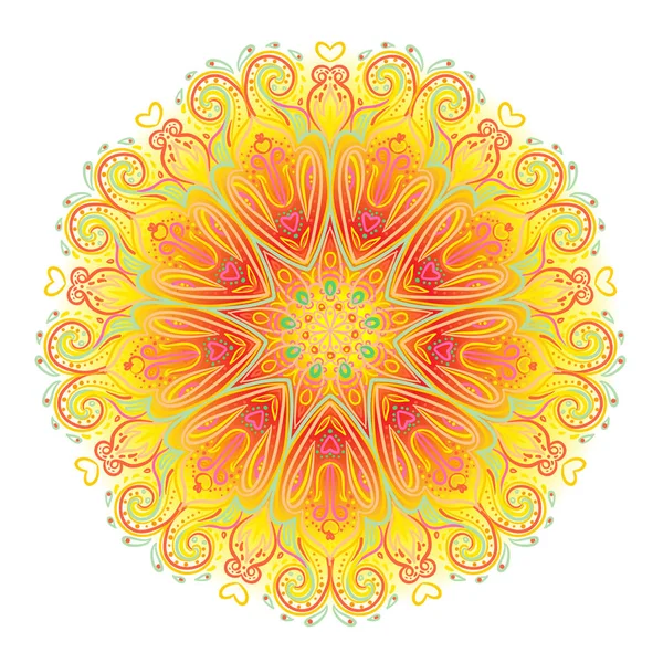 Mandala ornamentale vettoriale ispirato arte etnica, fantasia indiana — Vettoriale Stock