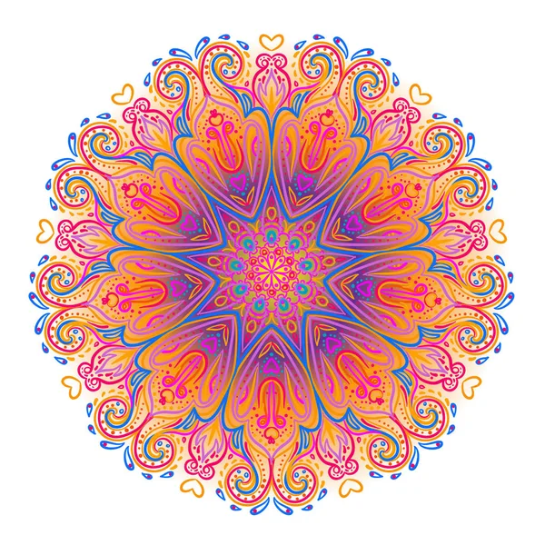 Mandala ornamental vetor inspirado arte étnica, indiana modelado — Vetor de Stock