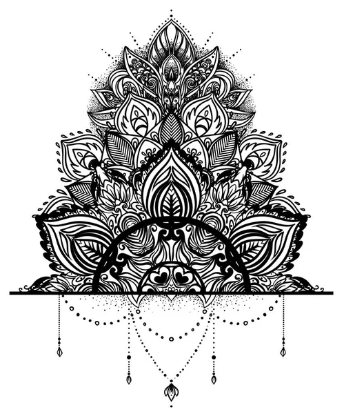 Flor de loto ornamental vectorial, arte étnico, pai indio estampado — Vector de stock