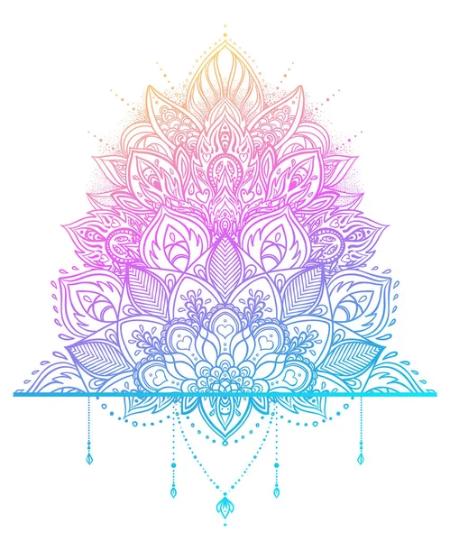 Vecteur fleur de lotus ornementale, art ethnique, motif pai indien — Image vectorielle