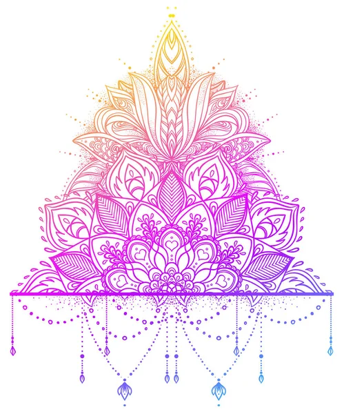 Vektor okrasné Lotosový květ, etnické umění, vzorované indické pai — Stockový vektor