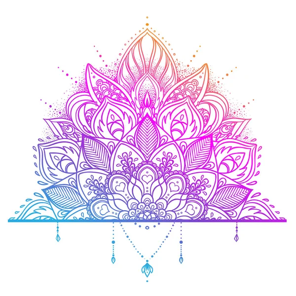 Vector ornamental Lotus flower, ethnic art, patterned Indian pai — Stock Vector