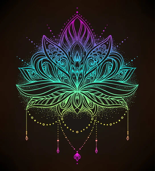 Vector ornamental Lotus flower, ethnic art, patterned Indian pai — Stock Vector