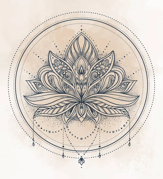 Vector ornamental Lotus floare, arta etnică, model Indian pai — Vector de stoc