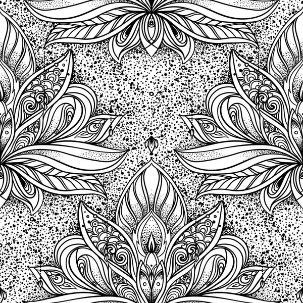 Vector ornamental Loto Bohemio Paisaje floral sin costura ornamen — Vector de stock