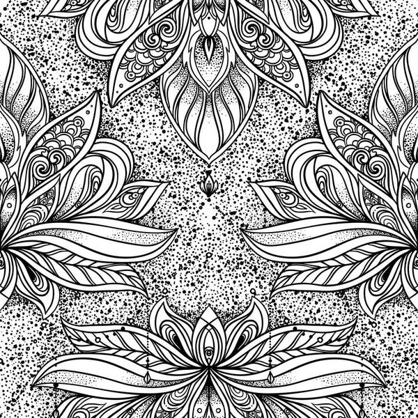 Vector ornamental Loto Bohemio Paisaje floral sin costura ornamen — Vector de stock