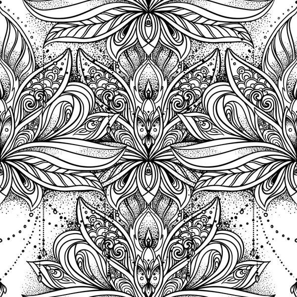 Векторний орнамент Лотос Богемський квітковий пейслі безшовний або знаменний — стоковий вектор