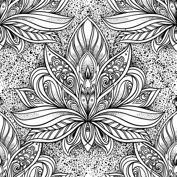 Vector ornamental Loto Bohemio Paisaje floral sin costura ornamen — Vector de stock