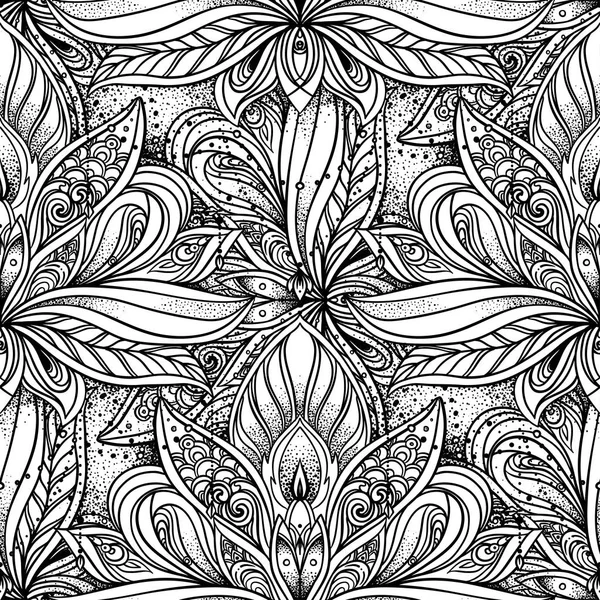 Vettoriale ornamentale Lotus Bohemian floreale paisley ornamen senza cuciture — Vettoriale Stock