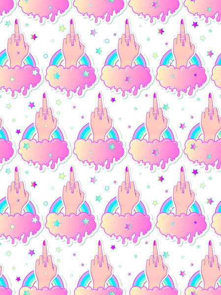 Female hand showing middle finger. Feminism concept. Realistic s