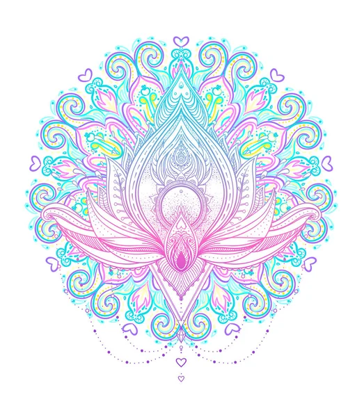 Moth over mandala. Prachtige vintage ronde patroon. Vector illus — Stockvector