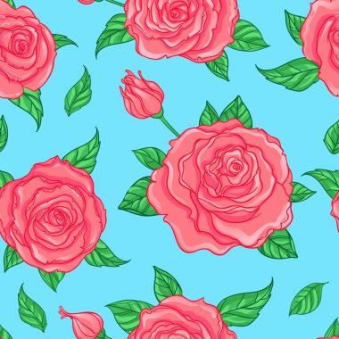 Beyaz arka plan üzerinde kırmızı gül. Sorunsuz zarif vintage çiçek