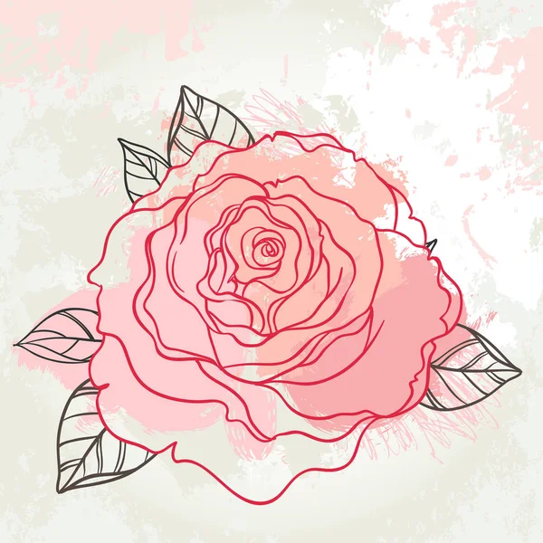 Beautiful roses bouquet drawing on beige grunge background. Hand — Stock Vector