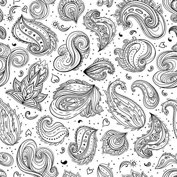 Modello senza cuciture di elementi ornamentali Paisley. Vettore illustrativo — Vettoriale Stock