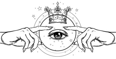 Bir şey işaret parmağı ile işaret eden el. ilahi k ile