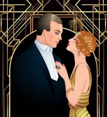 Art deco tarzında güzel Çift 