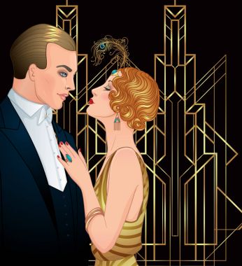 Art deco tarzında güzel Çift 