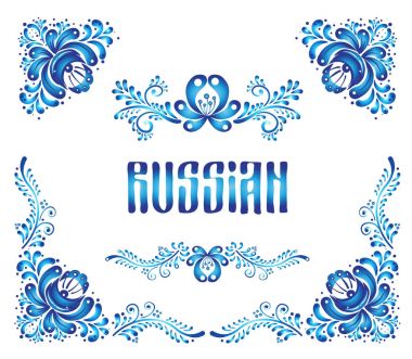 Gzhel Rus geleneksel çiçek desenli 