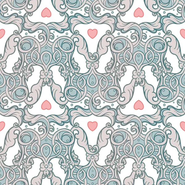 Seamless pattern with crowns and hearts — Stock Vector