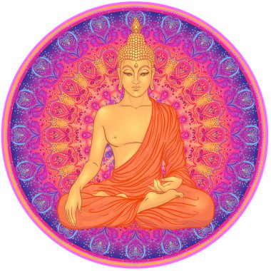 Oturma Buda'yı süslü mandala