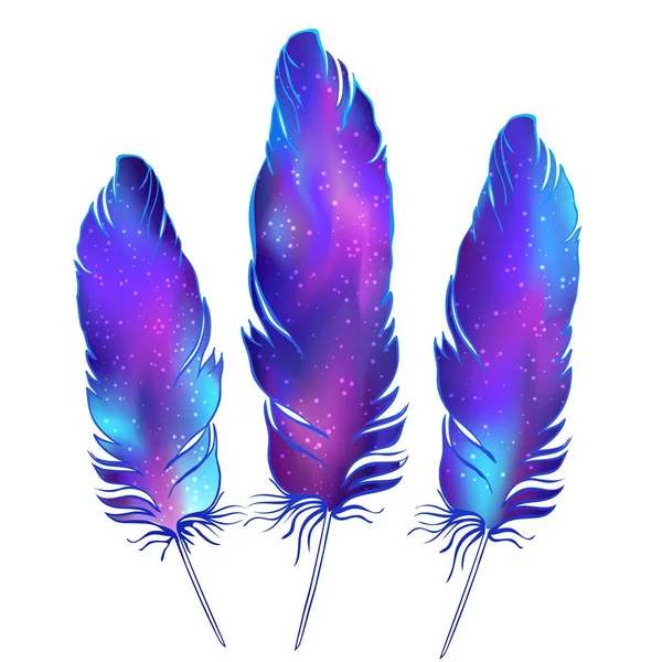 Plumes magiques avec texture spatiale — Image vectorielle