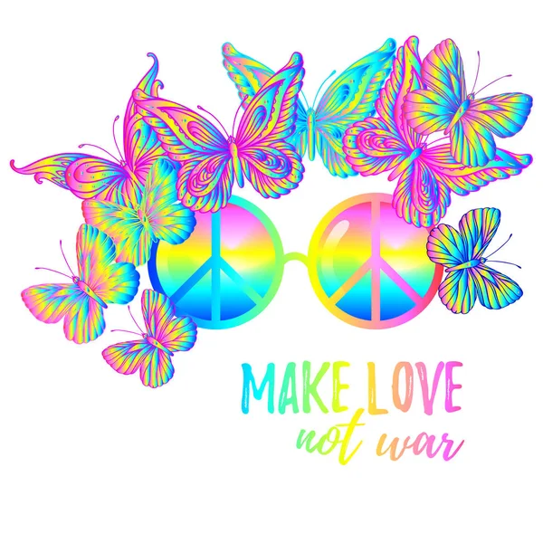 hippi güneş gözlüğü ile barış işareti