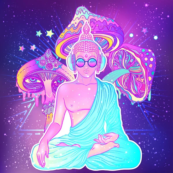 Colorful Buddha in rainbow glasses Stock Illustration