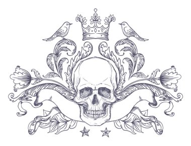 Kafatası ile Gotik arması 