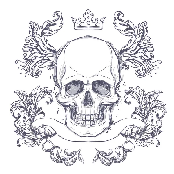 Armoiries gothiques avec crâne — Image vectorielle