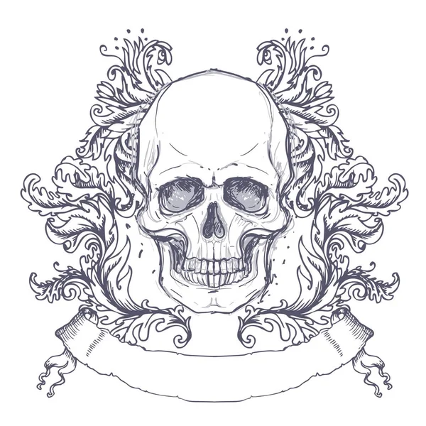 頭蓋骨とゴシックの紋章付き外衣 — ストックベクタ