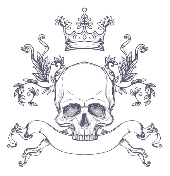 Gotisches Wappen mit Totenkopf — Stockvektor