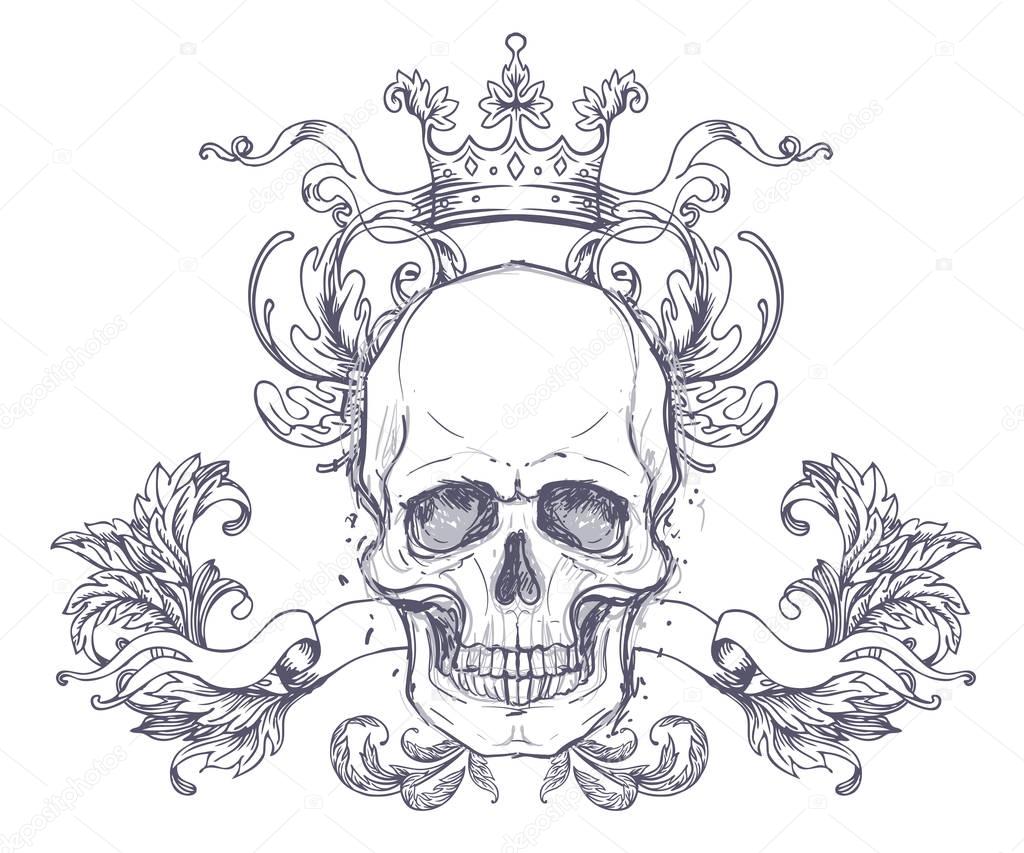 Gothic coat of arms with skull 