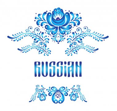 Gzhel Rus geleneksel çiçek desenli 