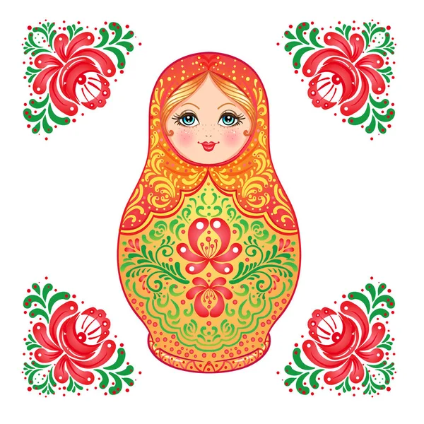 Matryoshka traditionele Russische pop — Stockvector