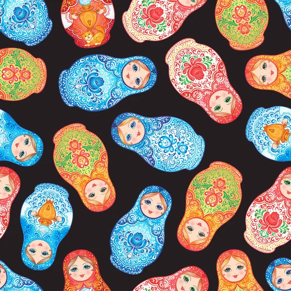 Matryoshka seamless pattern — Stock Vector