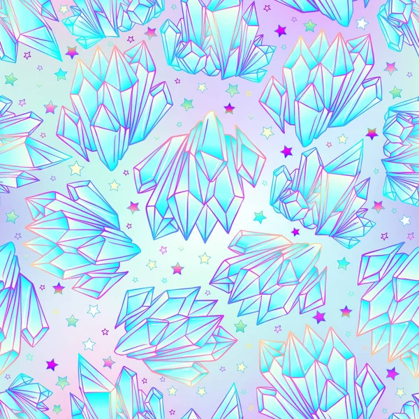 Crystal gem seamless pattern — Stock Vector