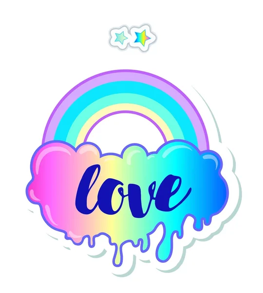 Orgulho gay cartaz com arco-íris e nuvem —  Vetores de Stock