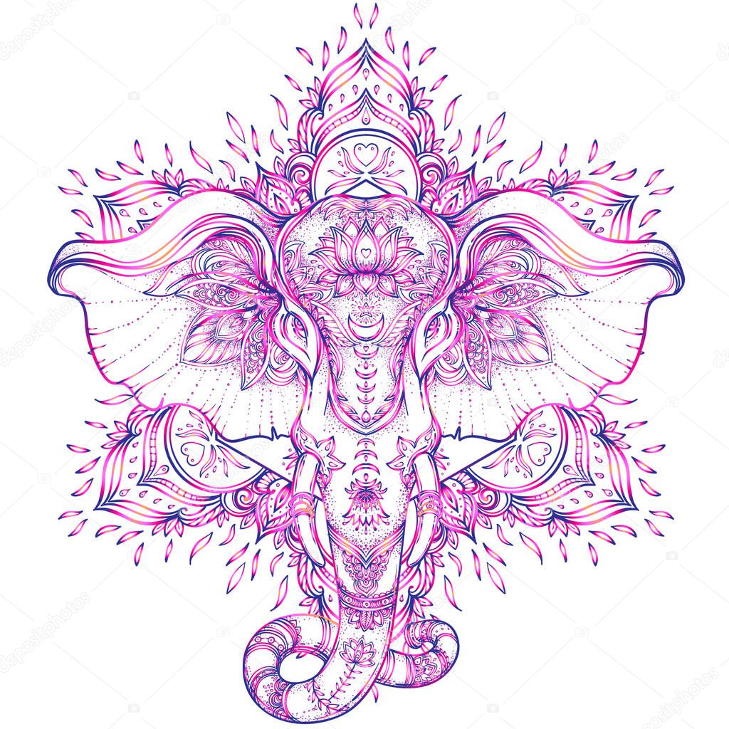 Download Tribal style elephant over mandala — Stock Vector ...