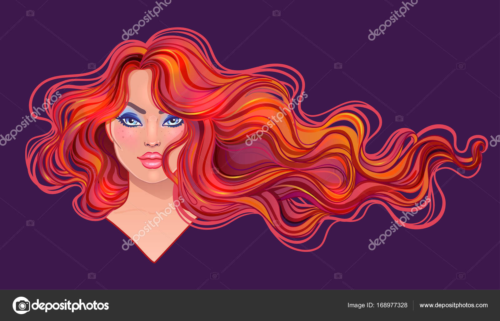 Woman with long wavy hair Stock Vector Image by ©vgorbash #168977328