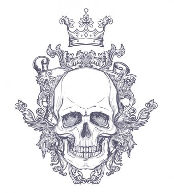 Kafatası ile Gotik arması 