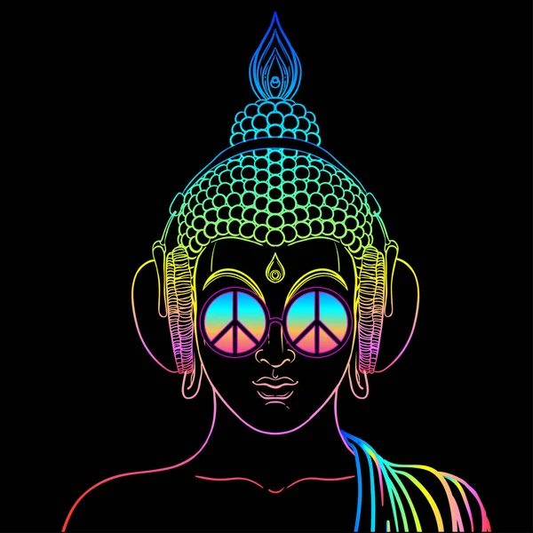 Buddha colorato in bicchieri arcobaleno — Vettoriale Stock