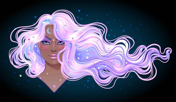 Mystisk flicka med galaxy make up — Stock vektor