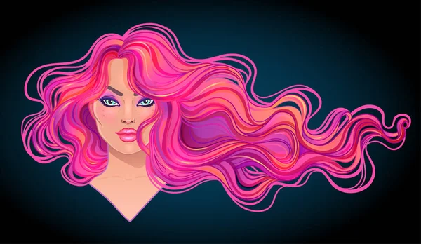 Rózsaszín festett haj nő — Stock Vector