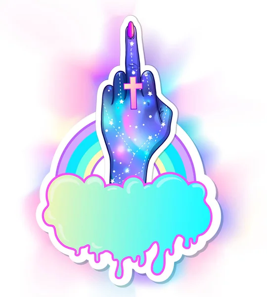 Female hand showing middle finger Stock Vector