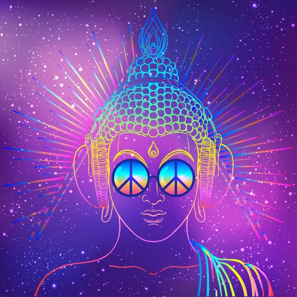 Colorful Buddha in rainbow glasses Vector Graphics
