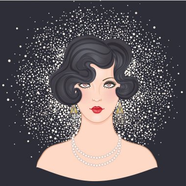 Retro vintage Art Deco tarzında kadın portresi